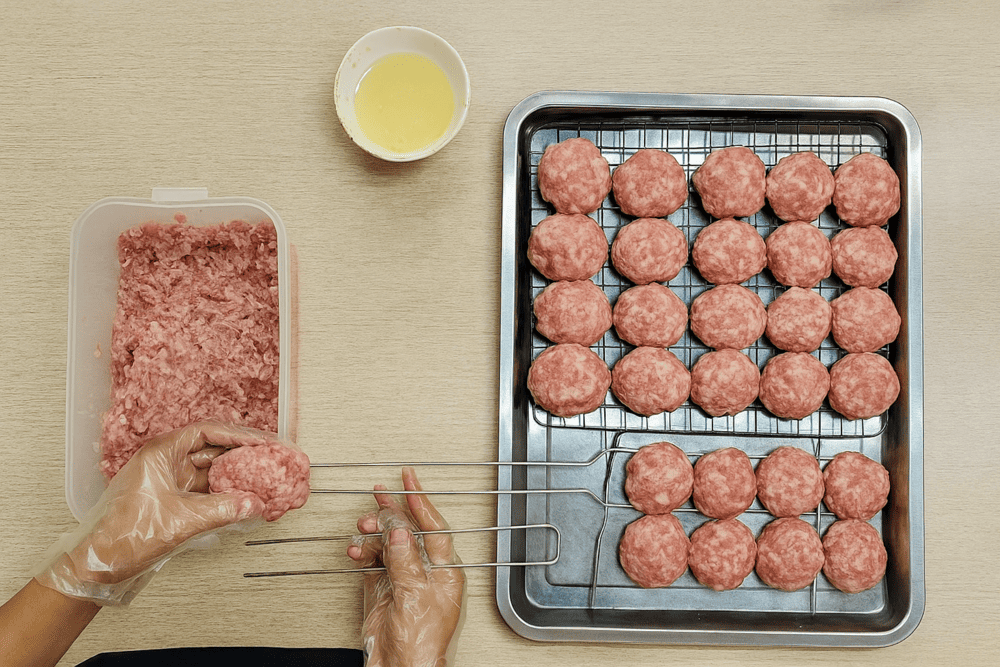 The grilling area is set up right at the entrance